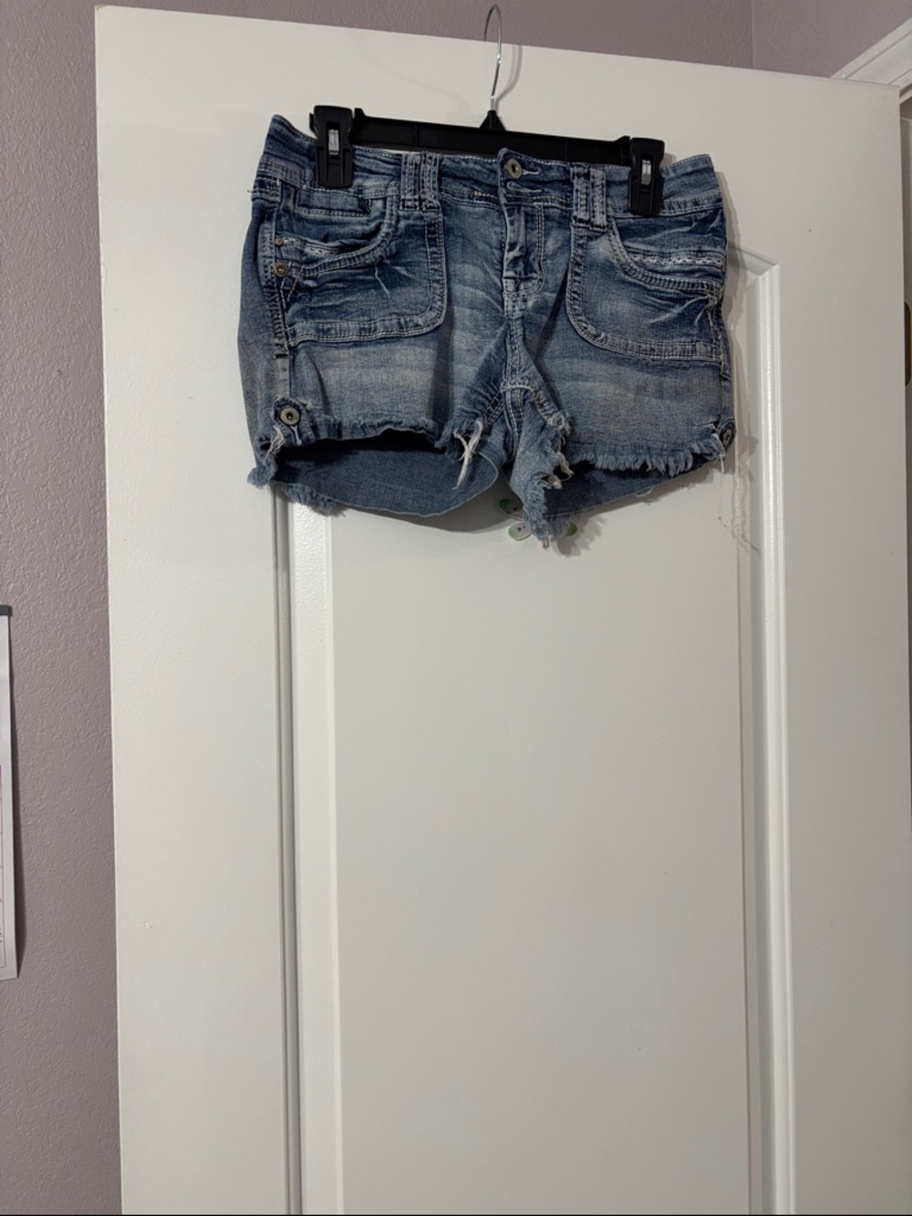 Amethyst Jeans Faded Light Blue Distressed Cutoff Denim Shorts